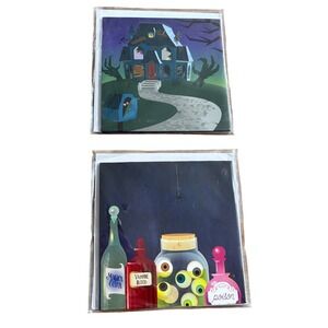 2 Halloween Haunted House & Potions Witch New‎ Treasures Pop-Up Greeting Cards